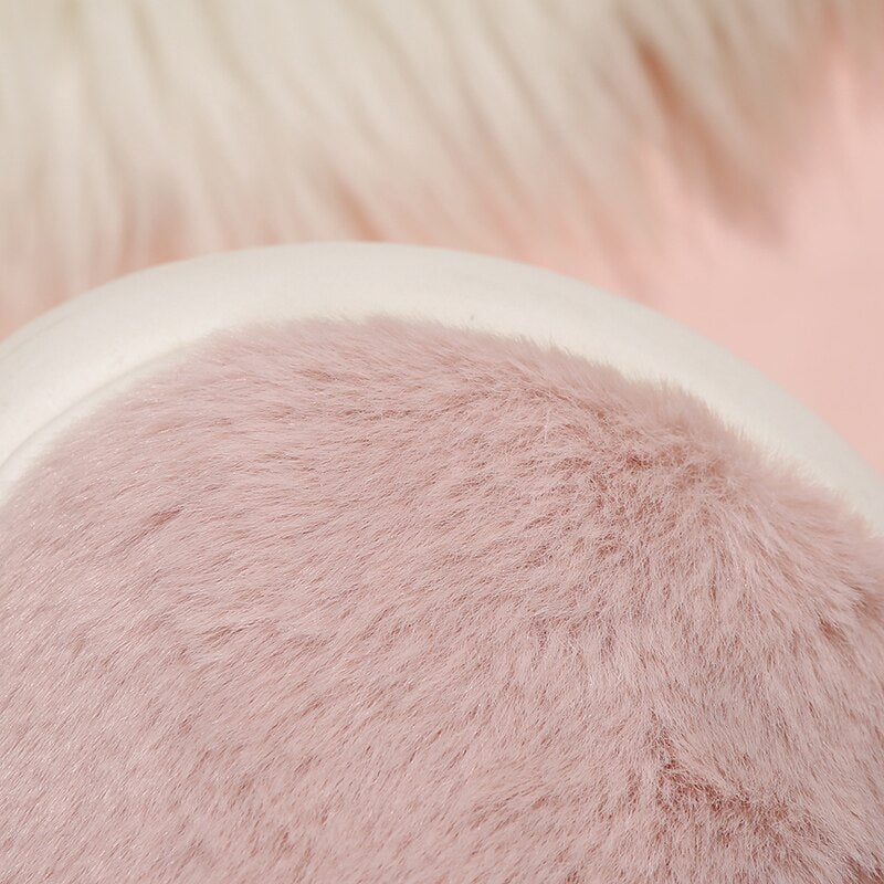 Women Cute Plush Slippers Boys Home Warm Indoor Shoe Furry Ladies Slippers Girls Cotton Slippers Fur Flip Flops - Charlie Dolly