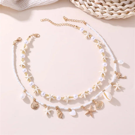 Multilayer Shell and Starfish Pearl Handmade Choker