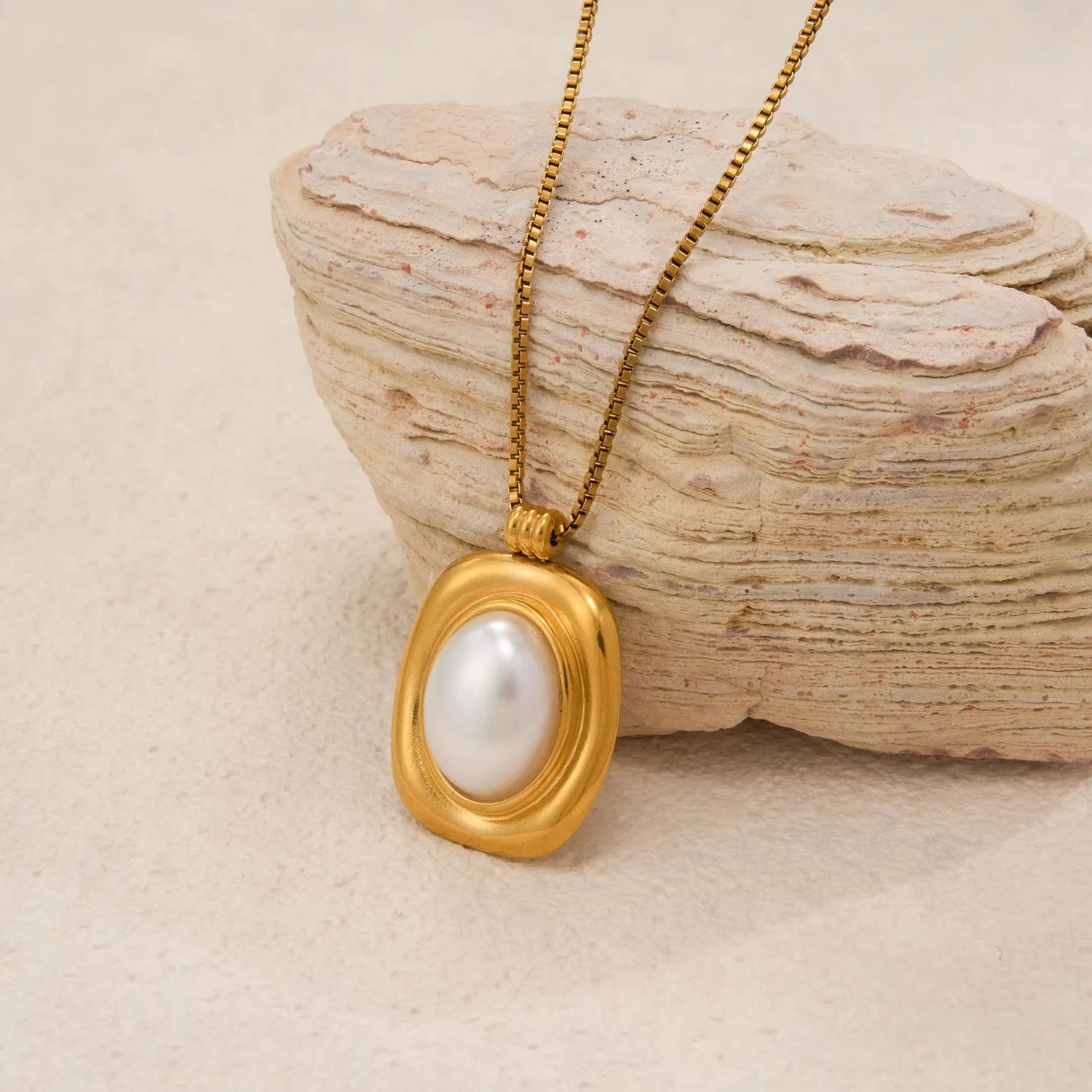 Vintage Fashion Oval Natural Stone Pearl Earrings for Women Stainless Steel 18k Gold Plated Boho Tarnish Free Waterproof Jewelry - Charlie Dolly
