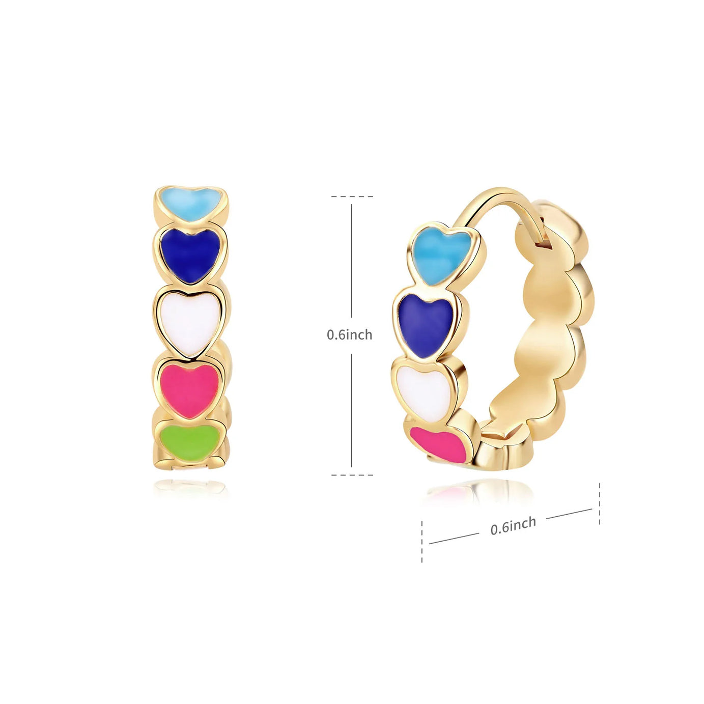 Colorful Enamel Heart Stud Earrings Jewelry