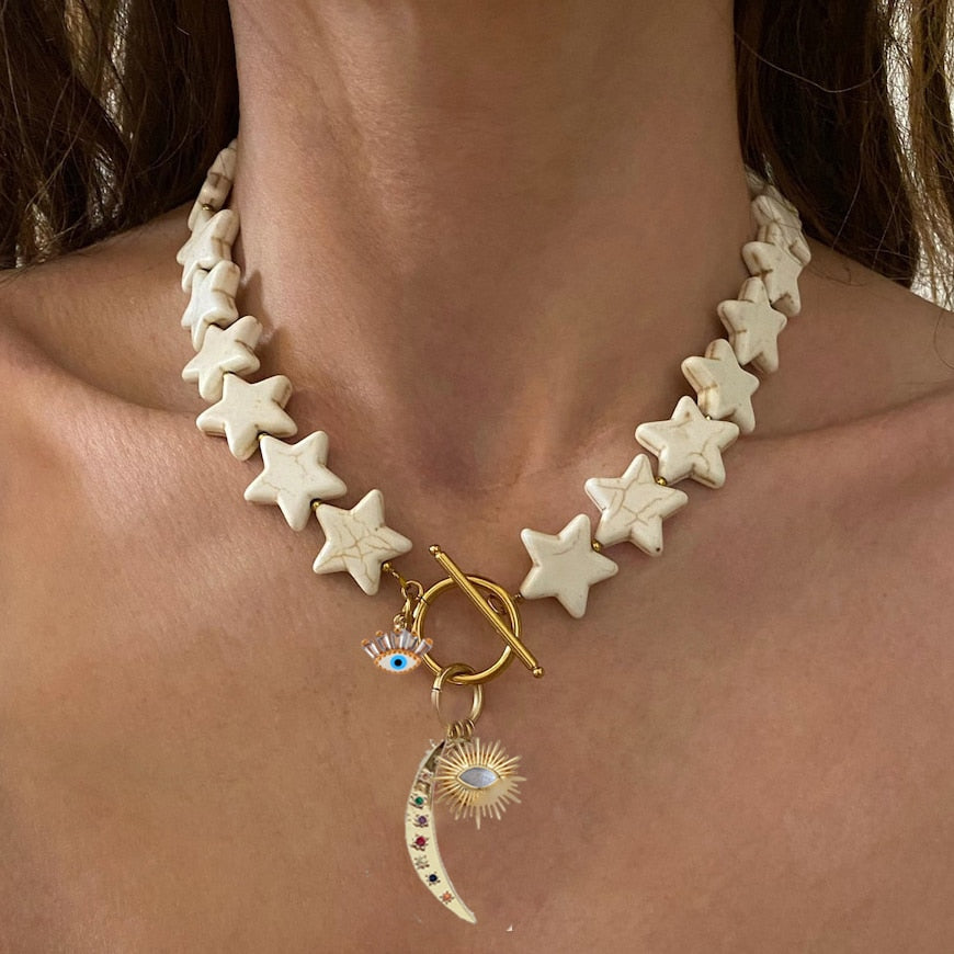 Summer Fashion Classic Irregular Green Shell Stone Short Necklace OT Button Copper Alloy Sea Shell Pendant Beach Choker Gift - Charlie Dolly