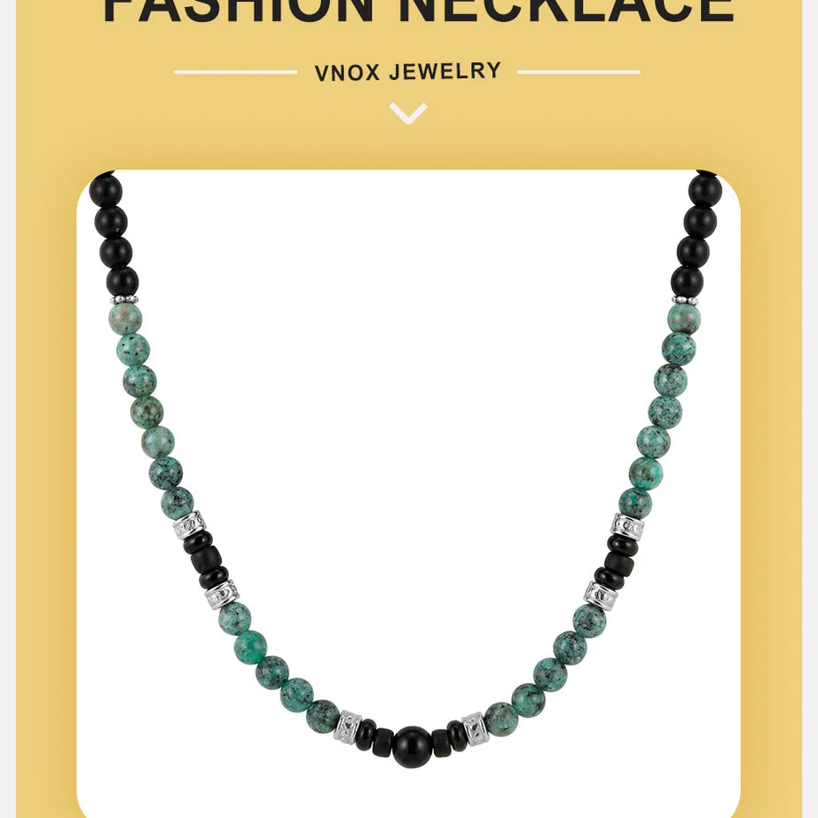 Natural Stone Beaded Choker Necklace