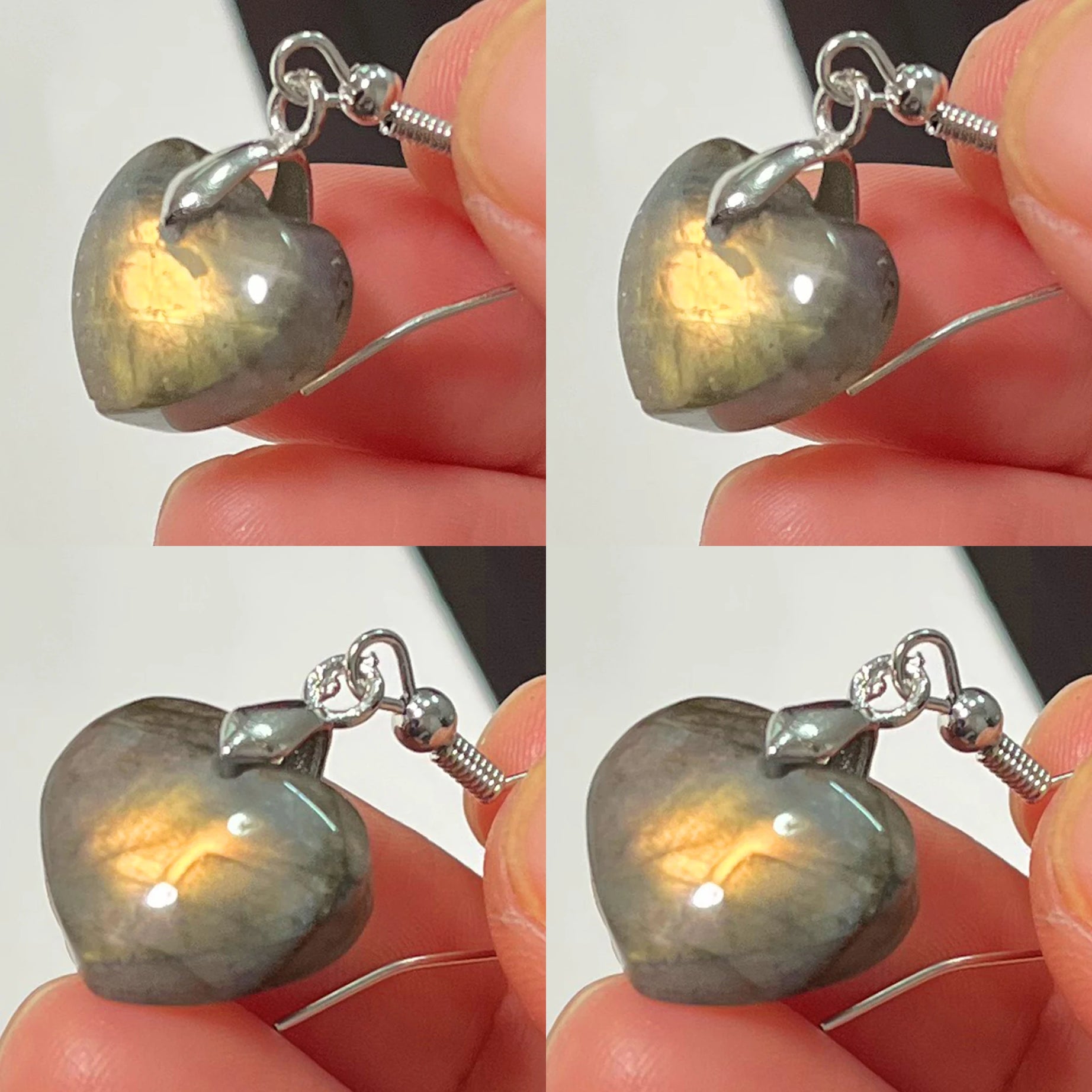 Blue Labradorite Pendant & Earrings Set, Raw Natural Stone Unisex Boho Jewelry