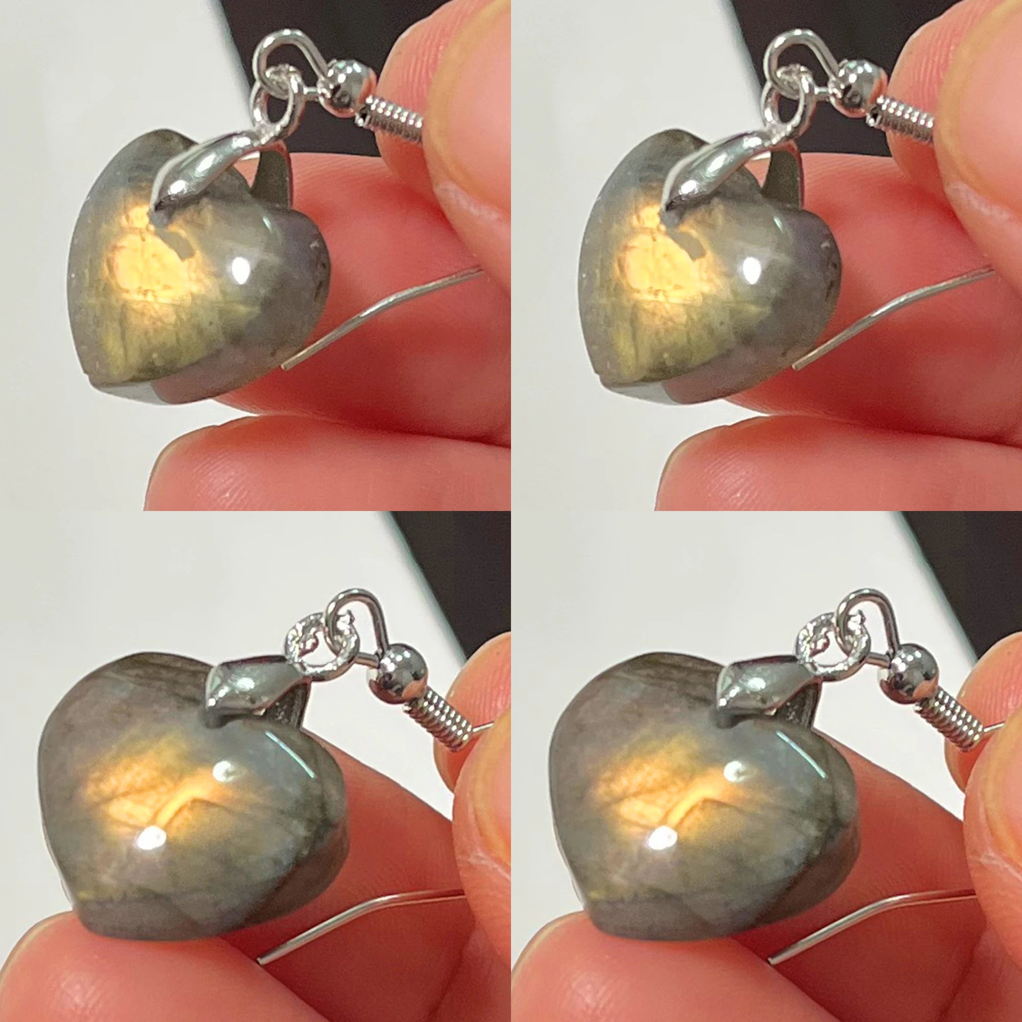 Women Men Irregular Shape Bead Natural Stone Blue Labradorite Earrings