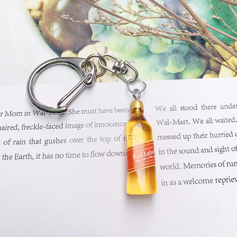 Wine Bottle Keychain Resin Simulation Mini Beer Cocktail Men Women Boyfriend Key Chain Alcohol Lovers Father's Day Gift - Charlie Dolly