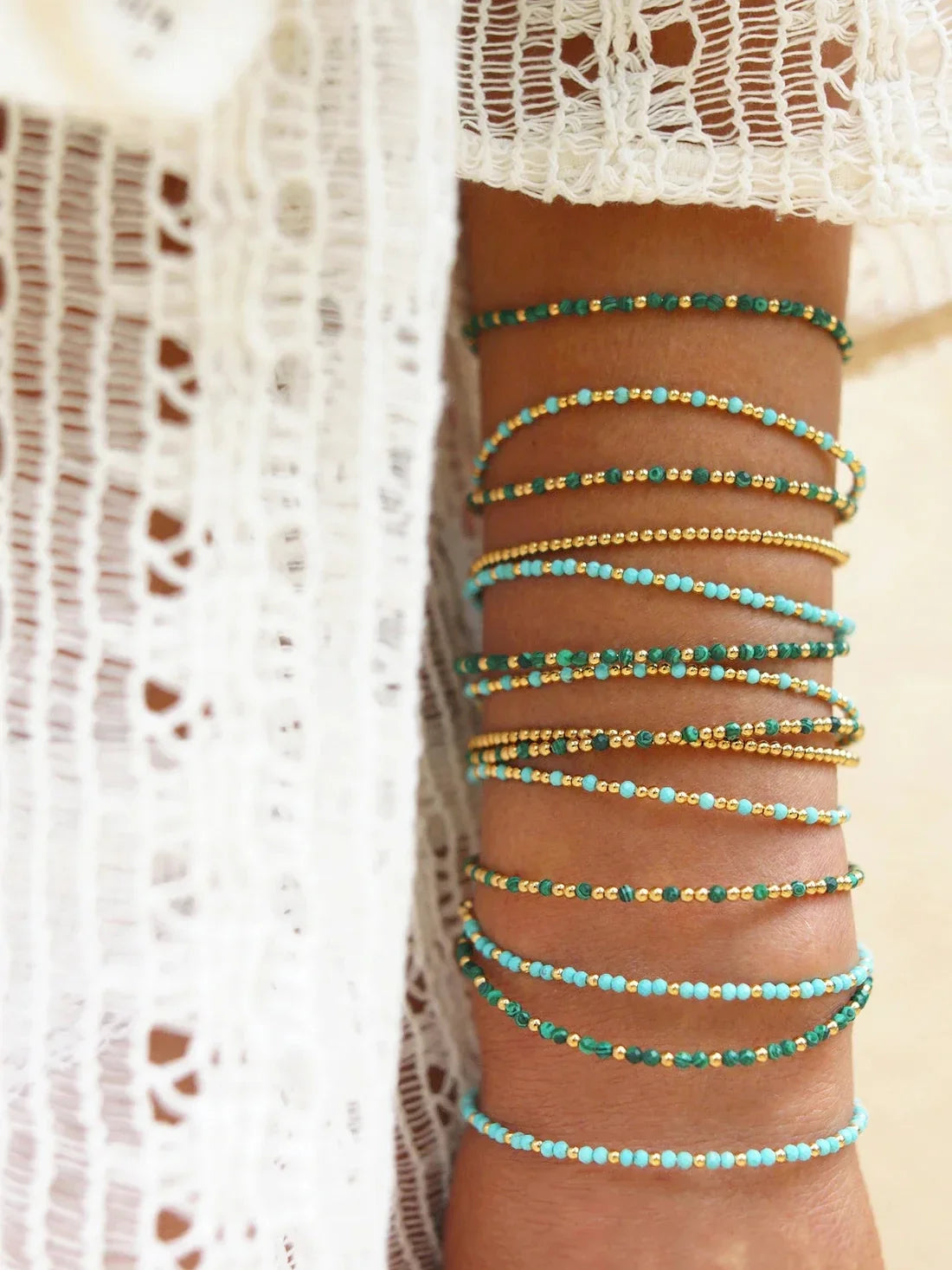 CCGOOD 3mm Natural Gemstone Beaded Bracelet Boho Beach Style Stackable Jewelry for Women Adjustable
