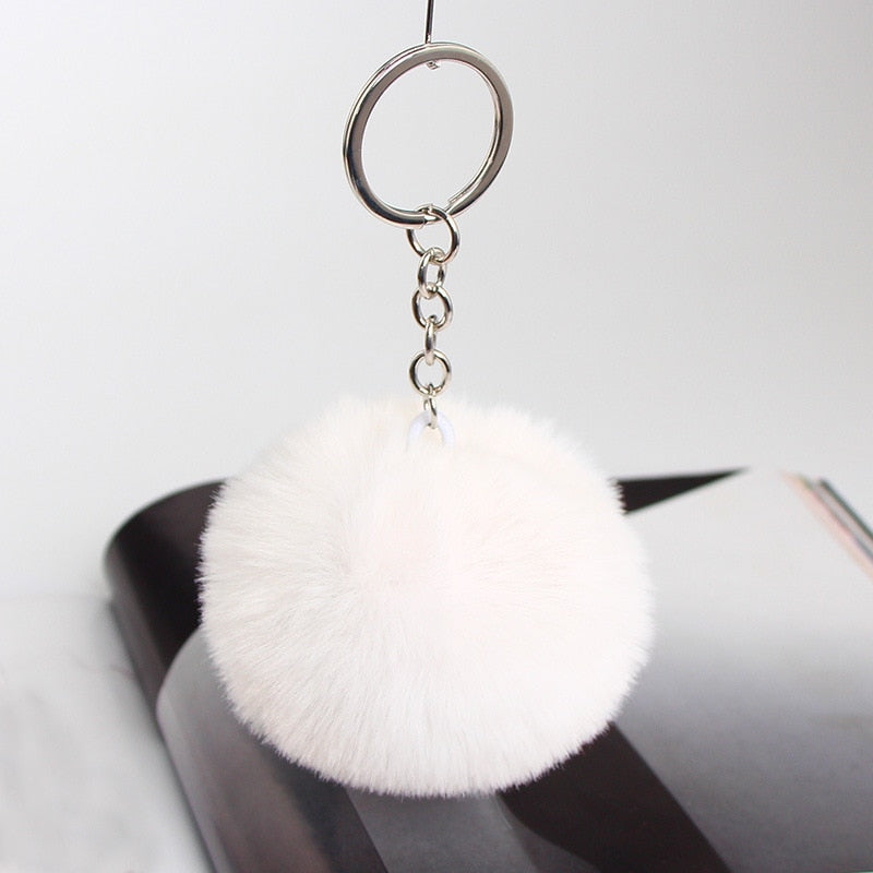 Hello Kitty Sanrio Kuromi Penguin Frog Dog Cat Cute Keychains with Fluffy Rabbit Fur Ball Women Girl Bag Pendant Keyring Gifts - Charlie Dolly