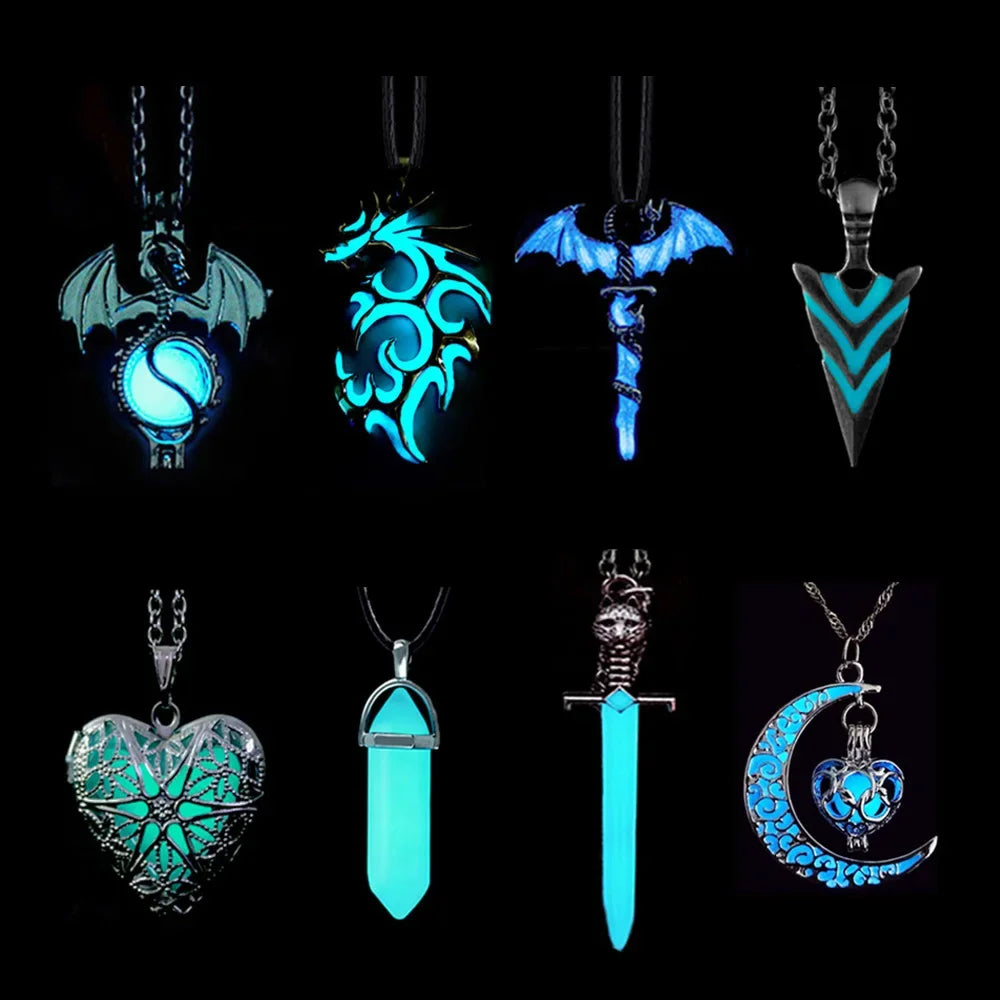 Luminous Dragon Necklace Glowing Night Fluorescence Antique Vintage Glow In The Dark for Men Women Gift Party Halloween Day Club - Charlie Dolly