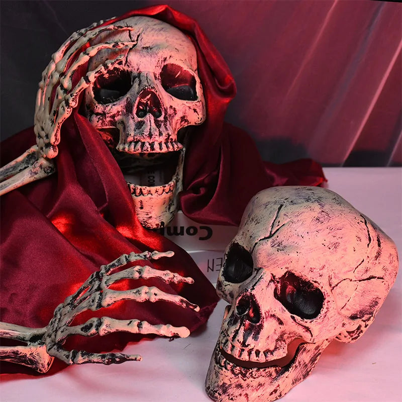 Realistic Skeleton Stakes Halloween Realistic Skull Skeleton Head Human Hand Arms for Halloween Party Home Garden Lawn Decor - Charlie Dolly