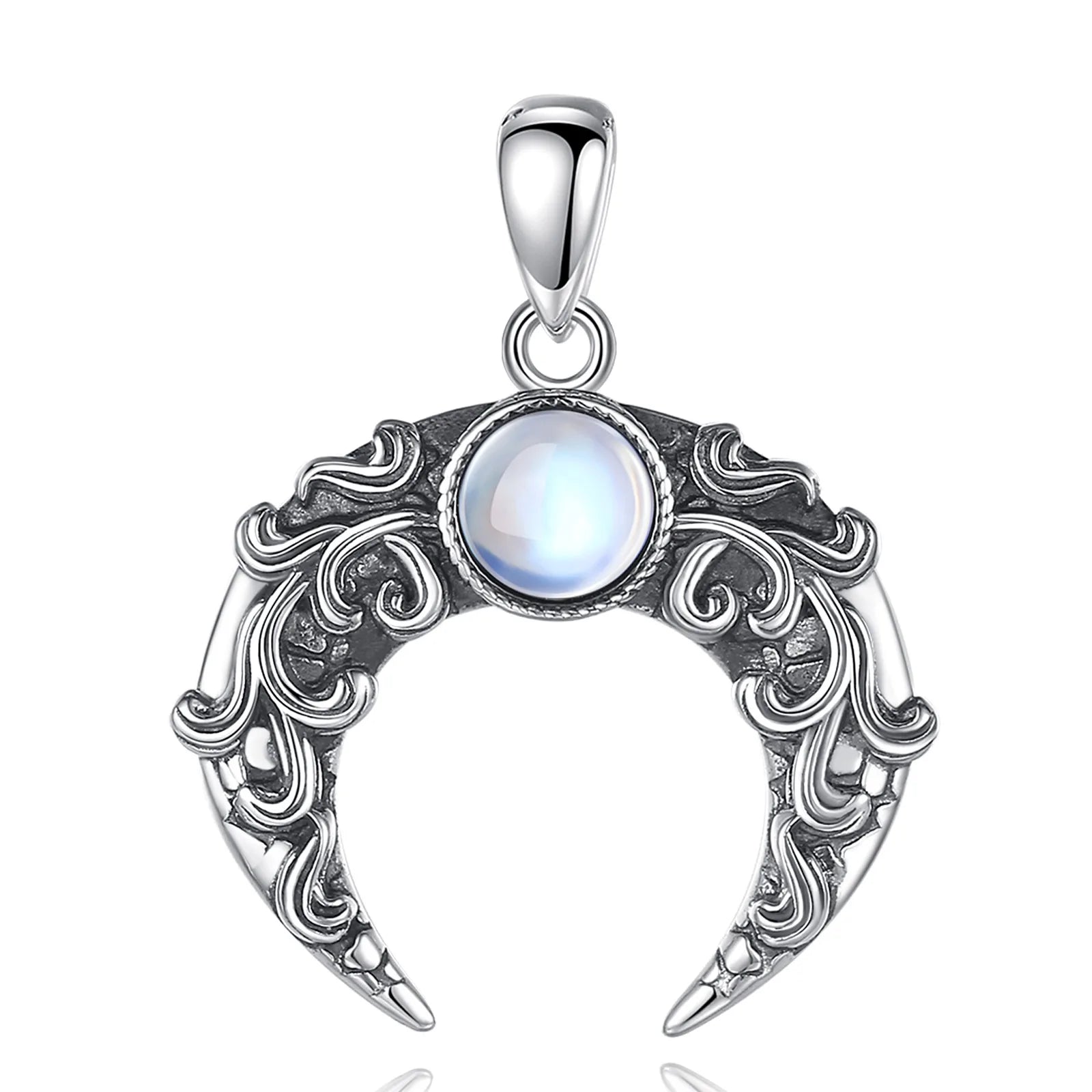 Eudora 925 Sterling Silver Moon Necklace for Women Man Vintage Tree of Life Moonstone Amulet Pendant Personality Jewelry Gift