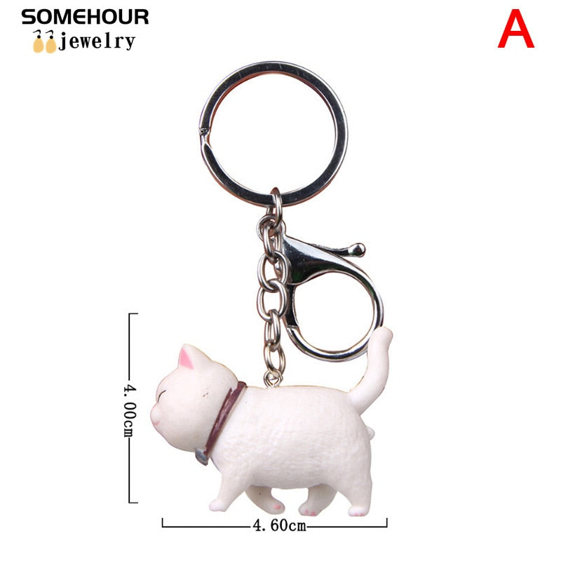 SOMEHOUR Fashion Cute Cat Pendant Keychain Car Bag Charm Shake Head Keyrings Creative Jewelry For Women Kids Gifts Accessories - Charlie Dolly
