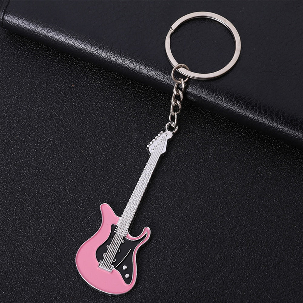 Guitar Key chain Metal 6 colour KeyChain Cute Musical Car Key Ring Silver Color pendant For Man Women Party Gift - Charlie Dolly
