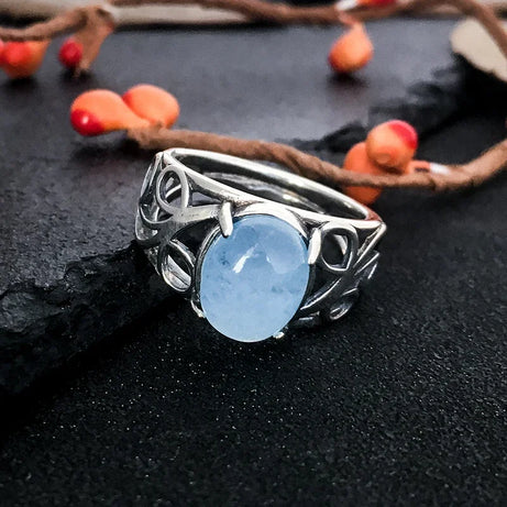 Vintage Spiral Swirl Ring Oval Natural Stone Inlay Open Band Minimalist Boho Statement Ring for Women Fashion Jewelry Wholesale - Charlie Dolly