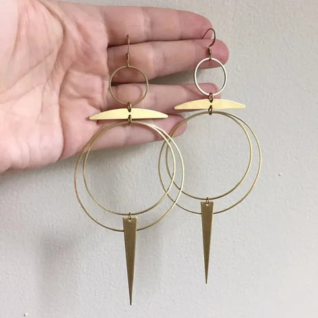 Crescent Moon Goddess Long Drop Earrings
