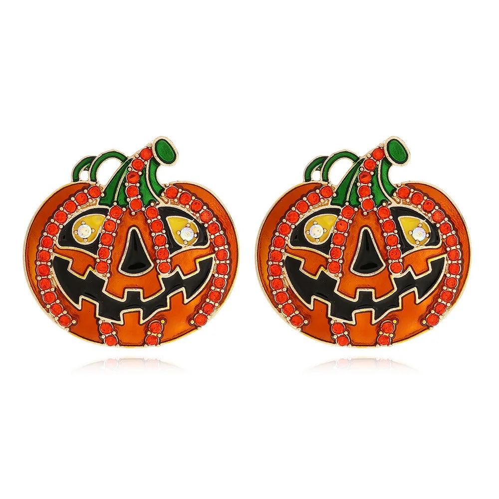 Metal Halloween Pumpkin Ghost Face Stud Earrings for Women New Simple Trend Design Jewelry Party Accessories - Charlie Dolly