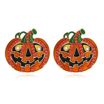 Metal Halloween Pumpkin Ghost Face Stud Earrings for Women New Simple Trend Design Jewelry Party Accessories