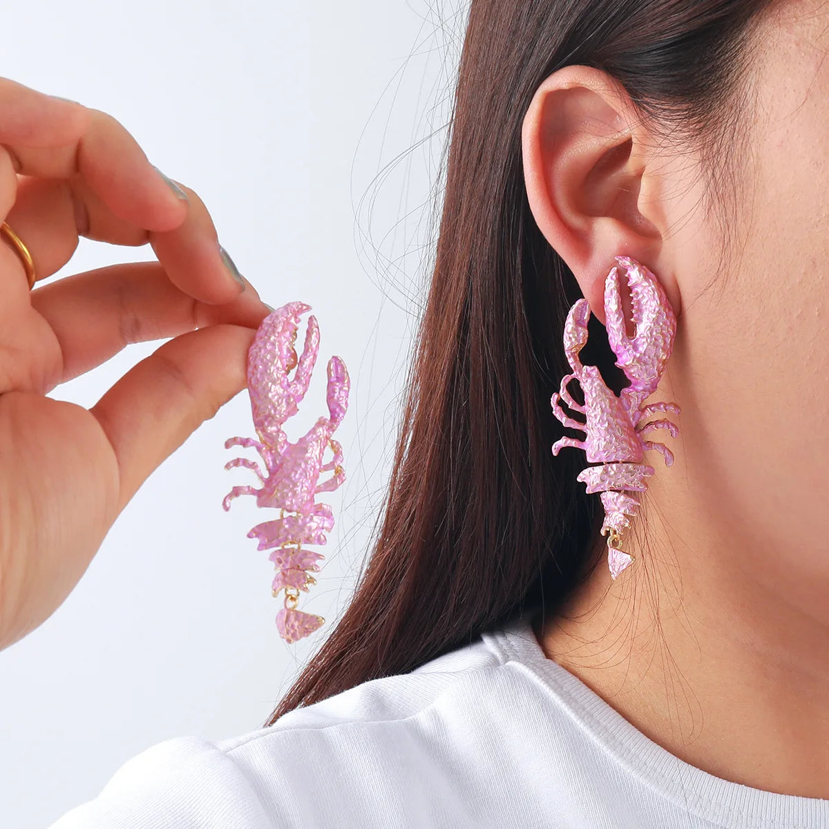 Women Casual Boho Jewelry High Quality Enameled Metal Lobster Drop Earrings Trend Summer Beach Holiday Party Accessories Gift