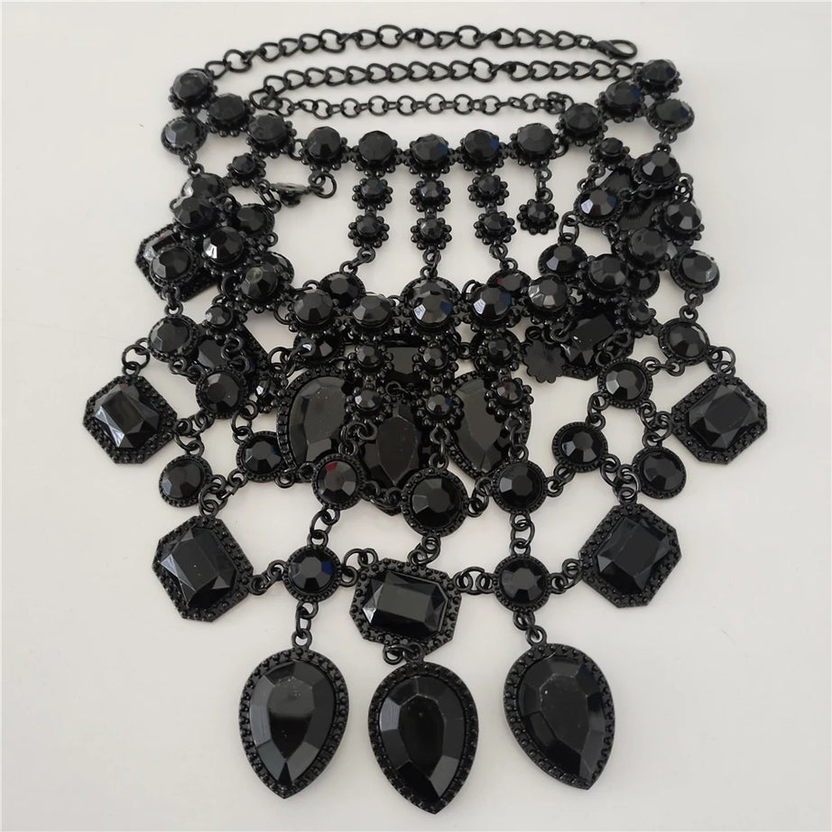 Crystal Water Drop Collar Necklace Earring Set Jewelry