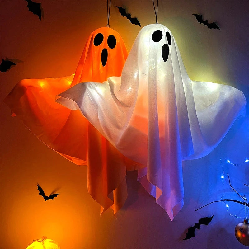 Halloween Party LED Glow Ghost Home Indoor Outdoor Decoration Supplies 2024 Haunted House Bar Hanging Horror Props with Lights - Charlie Dolly