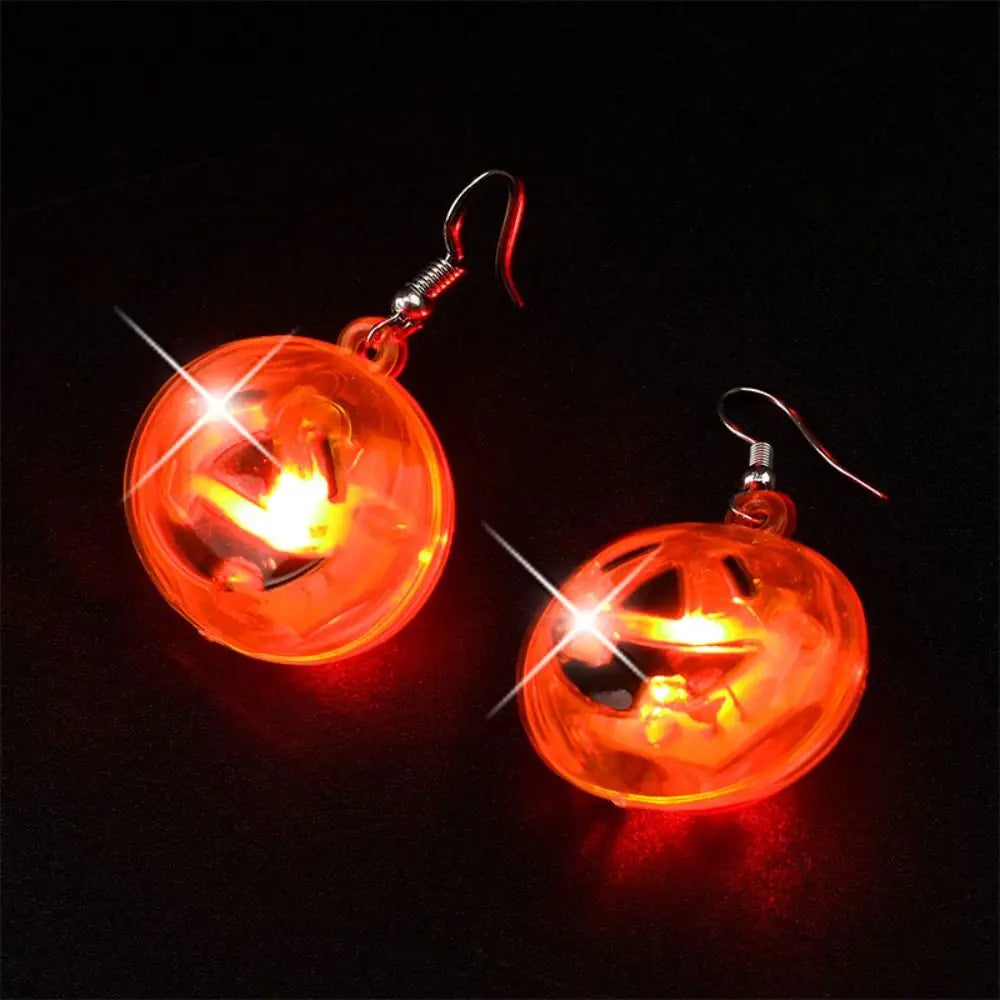 Luminous Halloween Pendant Pumpkin Dangle Ear Clips LED Skull Earrings Electric Black Cat Spider Ghost Glowing Dangle Earrings - Charlie Dolly