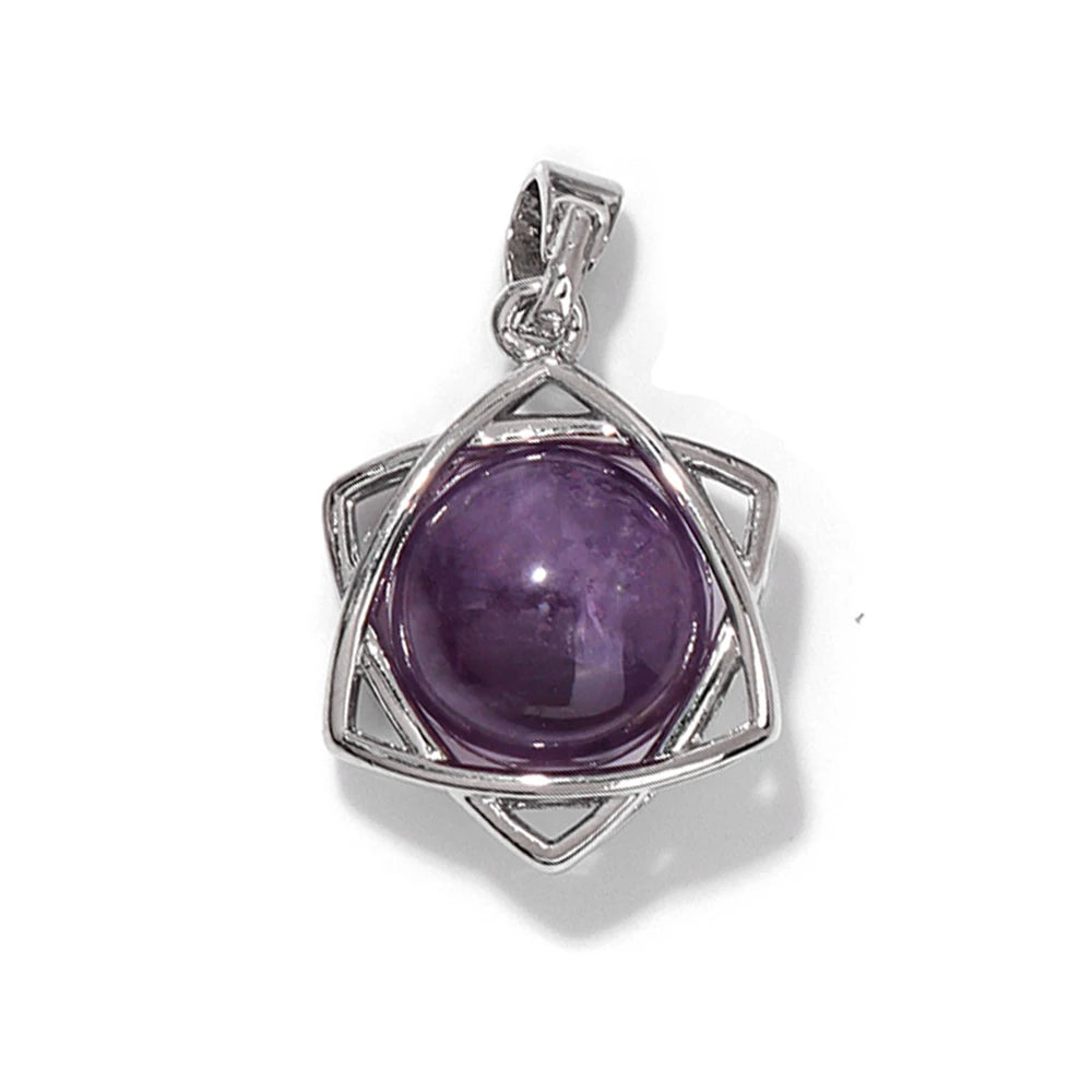 Hexagram Star Pendant Lapis Lazuli Amethysts Natural Stone Charms For Making Necklace Earrings Amulet Star of David Jewelry