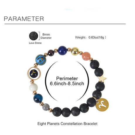 Zodiac Constellation Crystal Bracelet, 12 Signs Natural Stone Beaded Amulet