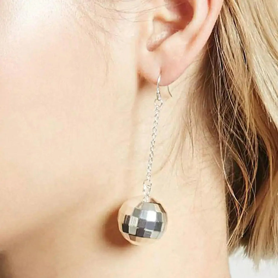 Mirror Disco Ball Drop Earrings Jewelry