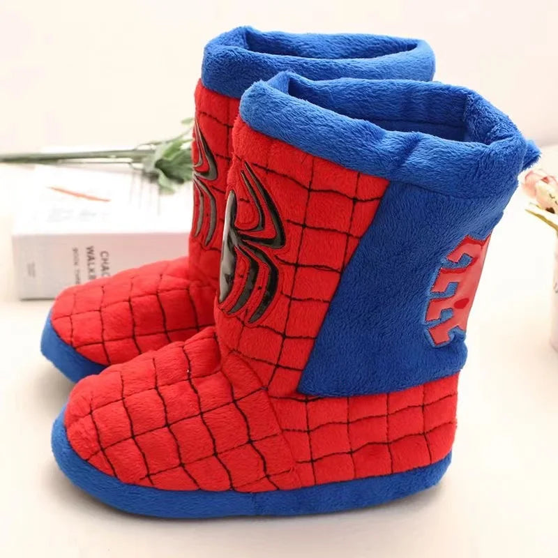 Disney Winter Slippers Baby Boys Girls Cartoon Spiderman Children Cotton Kids Long Boots Infant Indoor Home Warm Anti-slip Shoes - Charlie Dolly