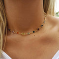 Vintage Rainbow Crystal Heart Choker Necklace for Women Gold Color Chain Boho Jewelry Statement Summer Beach Gift Collar - Charlie Dolly