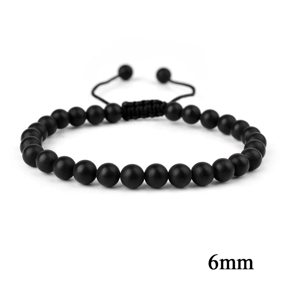 Natural Stone Beaded Bracelet — Tiger Eye, Agate & Lava