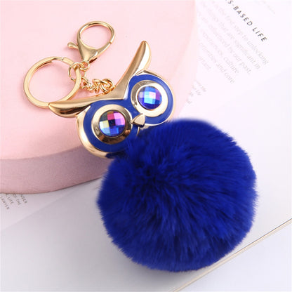 Cartoon Plush Owl Keychain With Sequin Girls Backpack Ornaments Fashion Soft Fluffy Pompom Animal Key Rings For Ladies Gifts