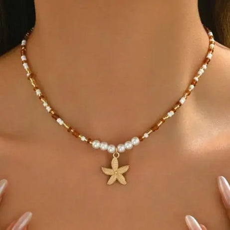 Beach Seashell and Starfish Handmade Beaded Boho Choker