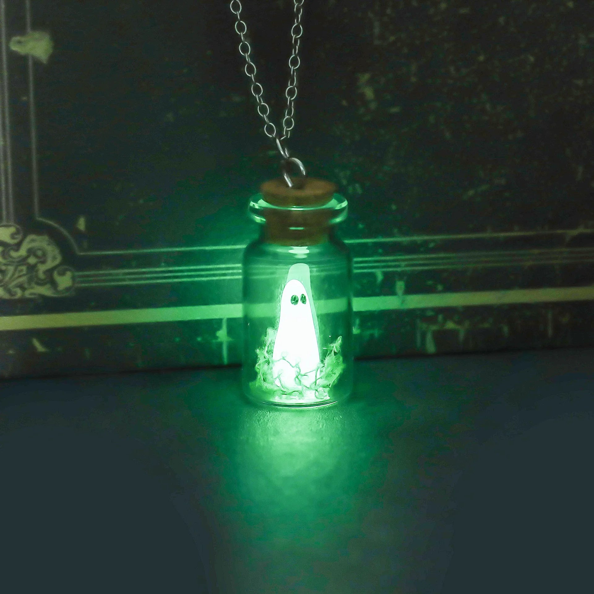 Halloween Tiny Glow Drifting Bottle Ghost Earrings Creative Design Blue Green Luminous Adopt A Ghost Drop Earrings Jewelry Gift - Charlie Dolly