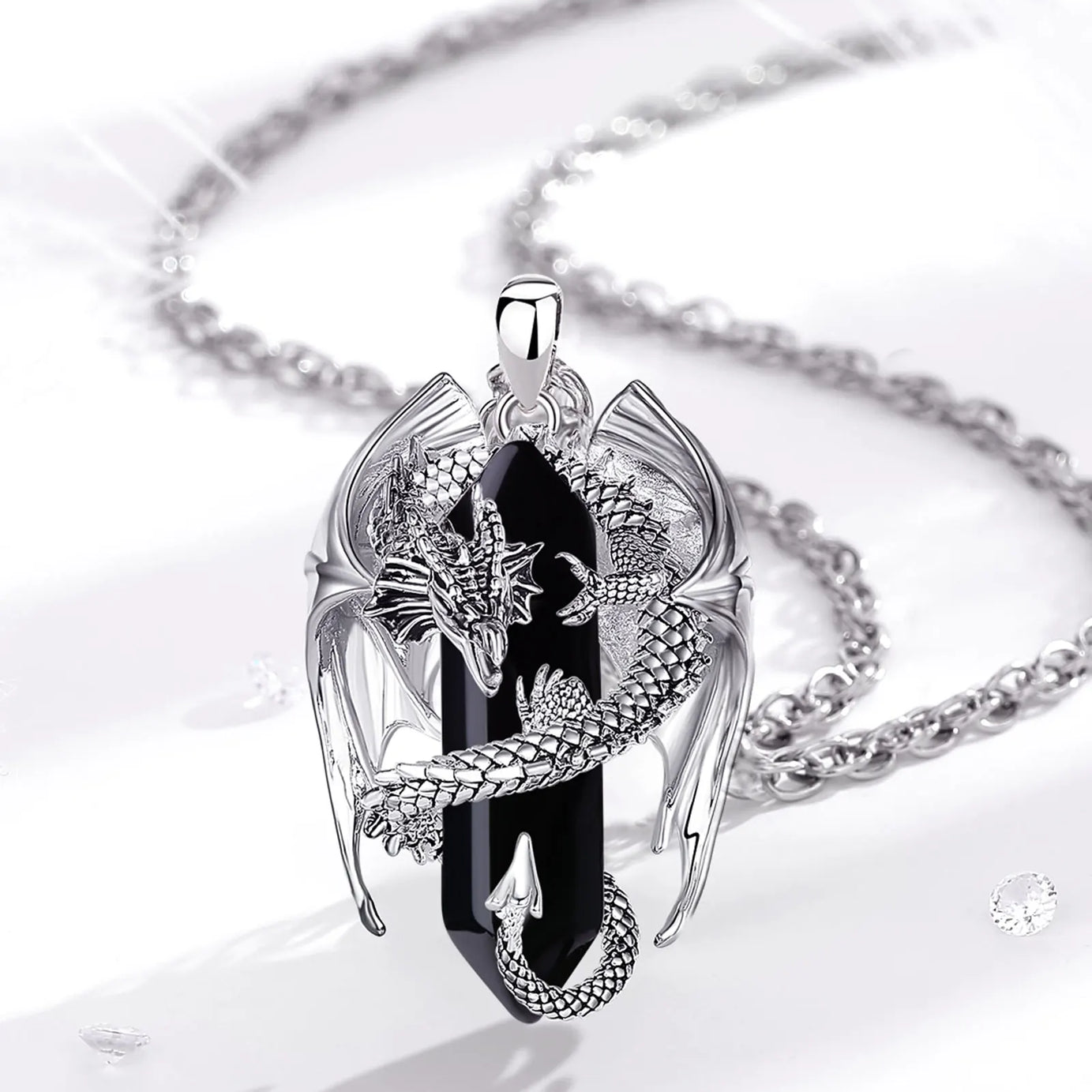 Dragon Obsidian Hexagonal Prism Necklace