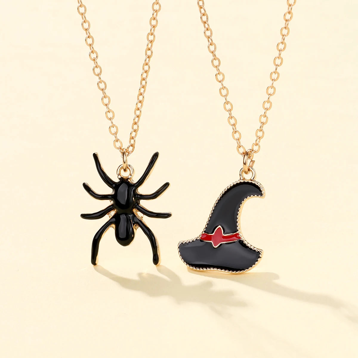 Halloween Children's Necklace Hat Pumpkin Bat Alloy Oil Drop Good Friends Versatile Collar Chain Set First Jewelry - Charlie Dolly
