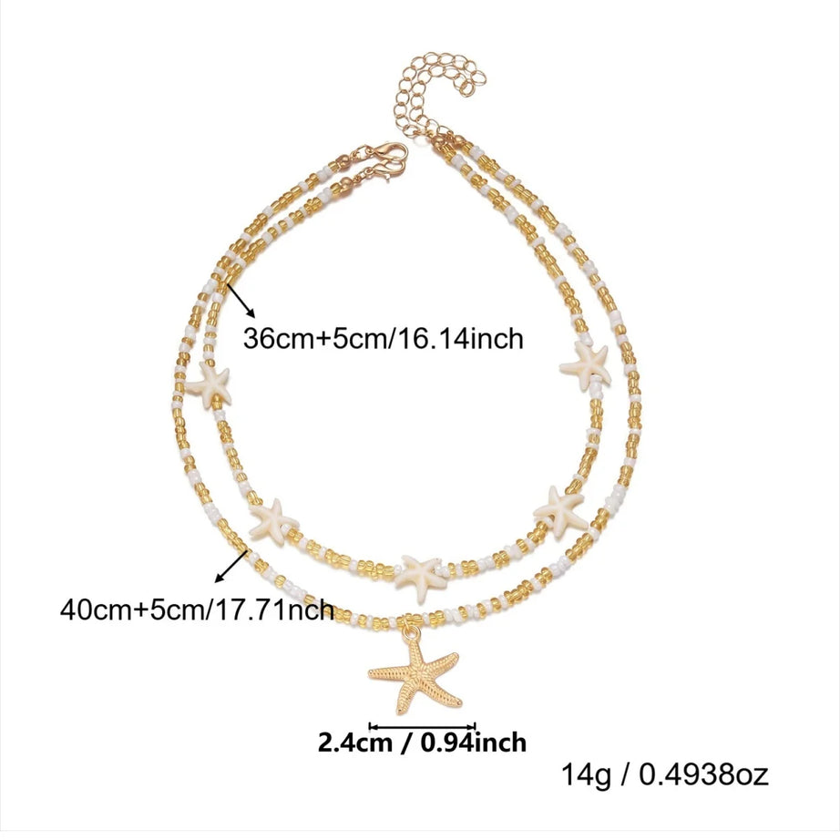 Turtle, Starfish and Shell Fishtail Boho Choker