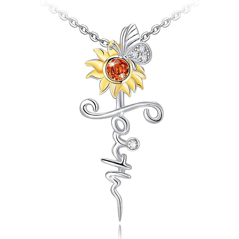 Fashion Income Sunflower Pendant Cross Pendant Necklace Ladies Romantic Flower Jewelry Anniversary Birthday Party Religious Gift - Charlie Dolly