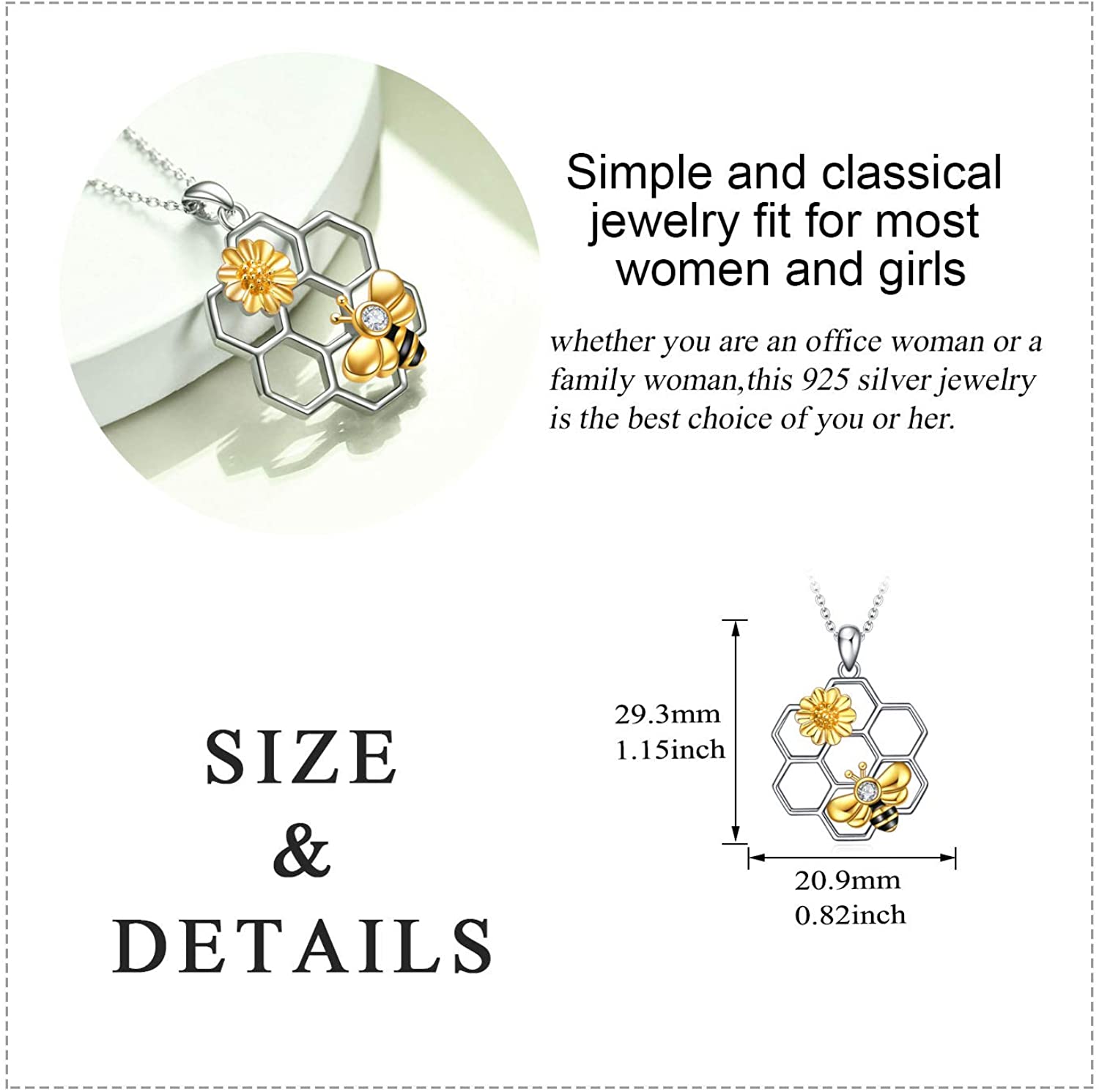 Rose Valley Sunflower Pendant Necklace for Women Bee Pendants Fashion Jewelry Girls Gifts YN063 - Charlie Dolly