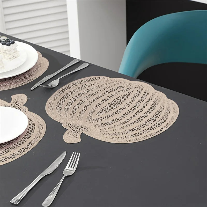 2024 New PVC Placemats for Halloween Dining Table Decoration Pumpkin Shaped Desktop Heat Insulation Pad - Charlie Dolly