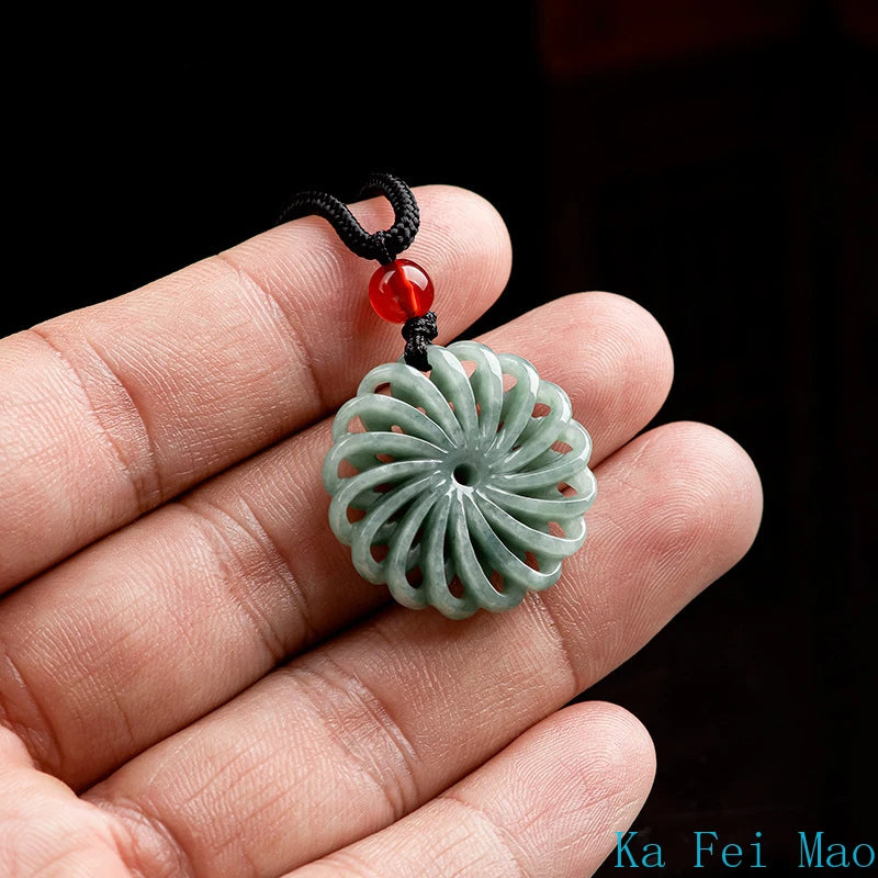 Natural A-goods Jadeite Fortune Pendant Men and Women Fashion Beads Treasure Jade Necklace Lucky Amulet Jade Necklace