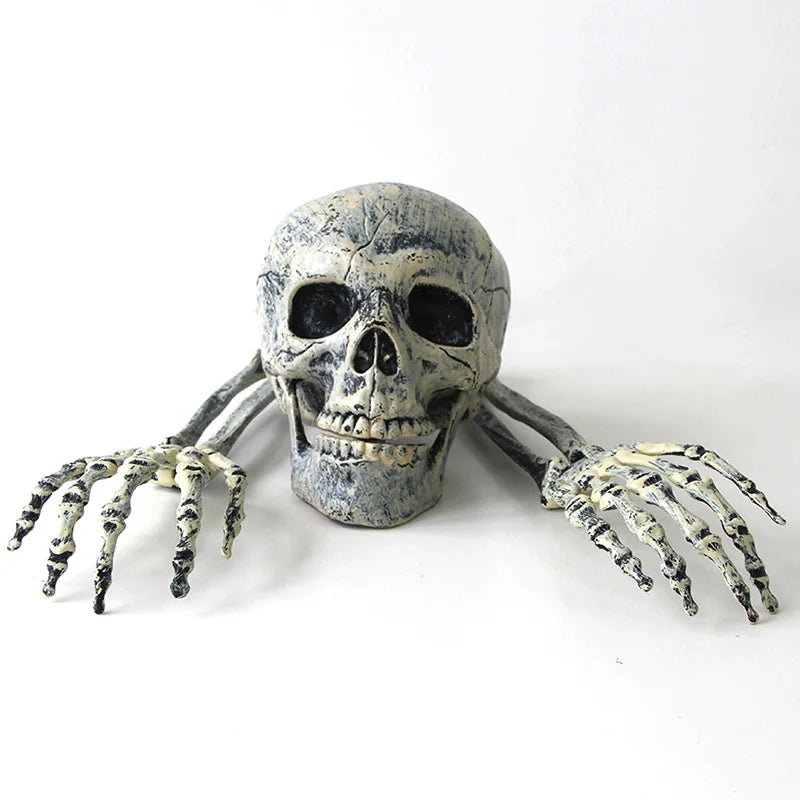 Realistic Skeleton Stakes Halloween Realistic Skull Skeleton Head Human Hand Arms for Halloween Party Home Garden Lawn Decor - Charlie Dolly