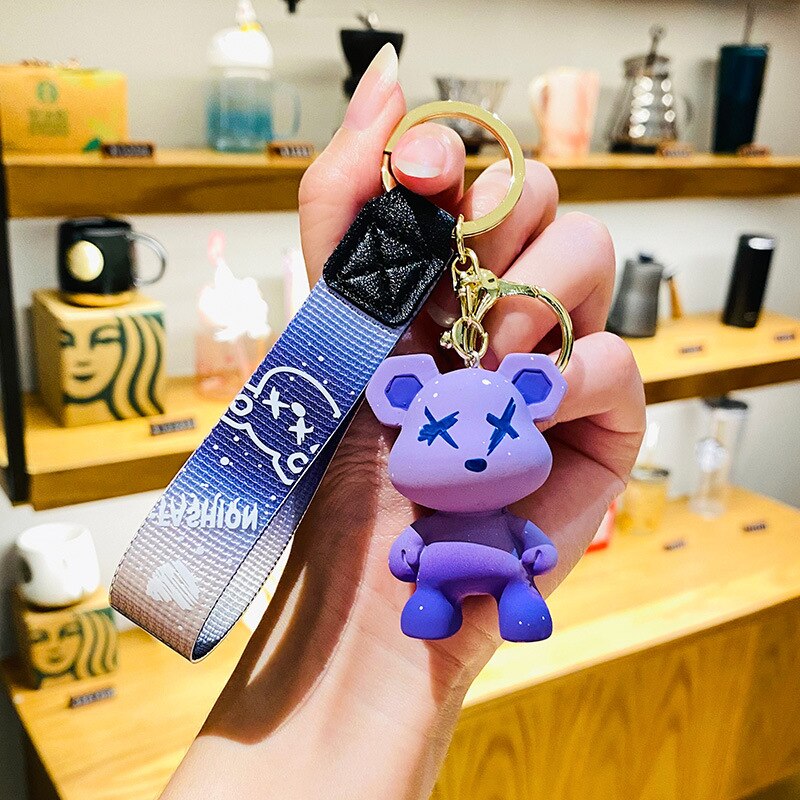 Cute Crystal Keychain Charm Tie The Bear Pendant For Women Bag Car KeyRing Mobile Phone Fine Jewelry Accessories Kids Girl Gift - Charlie Dolly