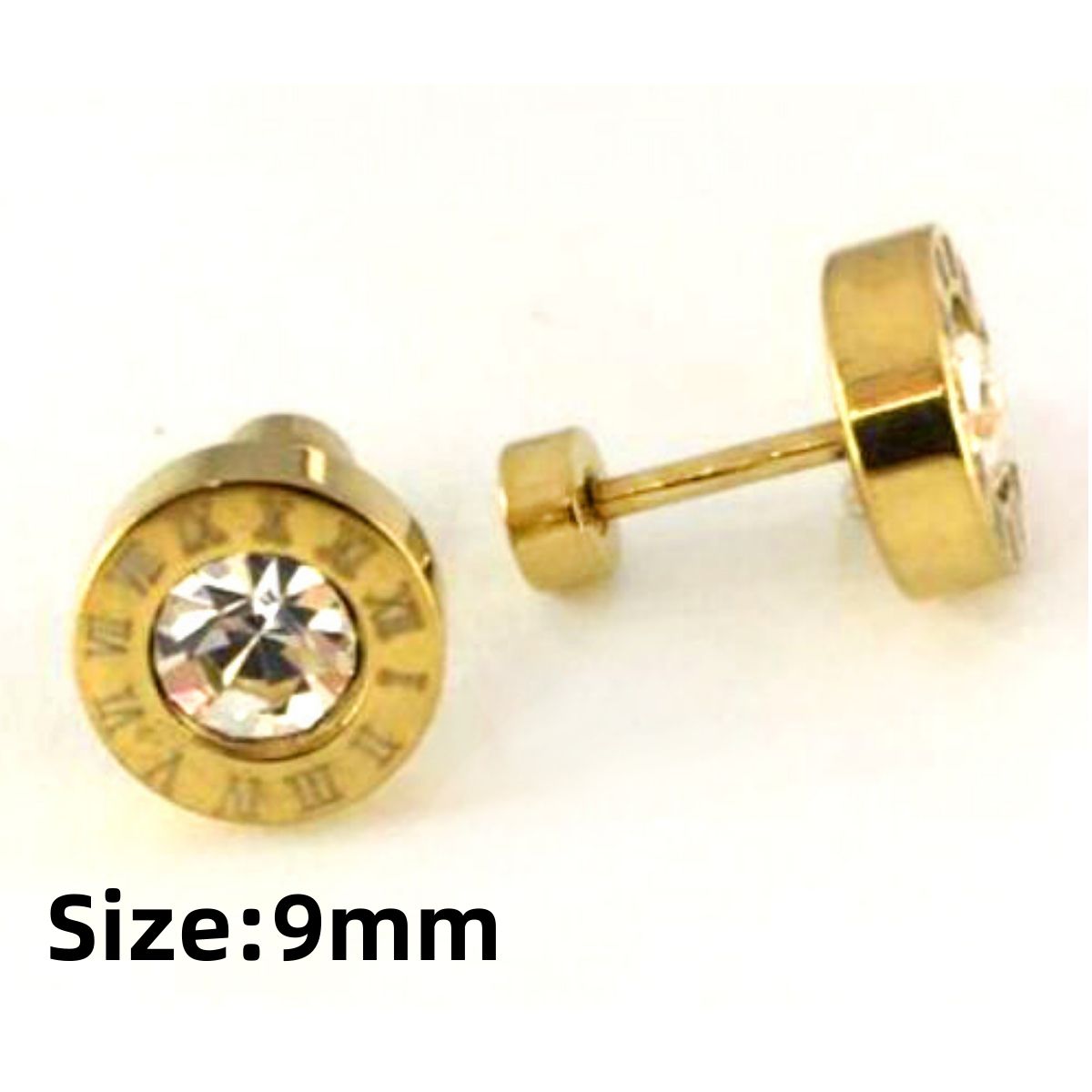 LUXUKISSKIDS Roman Numerals Men's Earrings Gothic Black Studs Steel Korean Fashion For Women 2023 Trendy Punk CZ Hiphop Piercing - Charlie Dolly