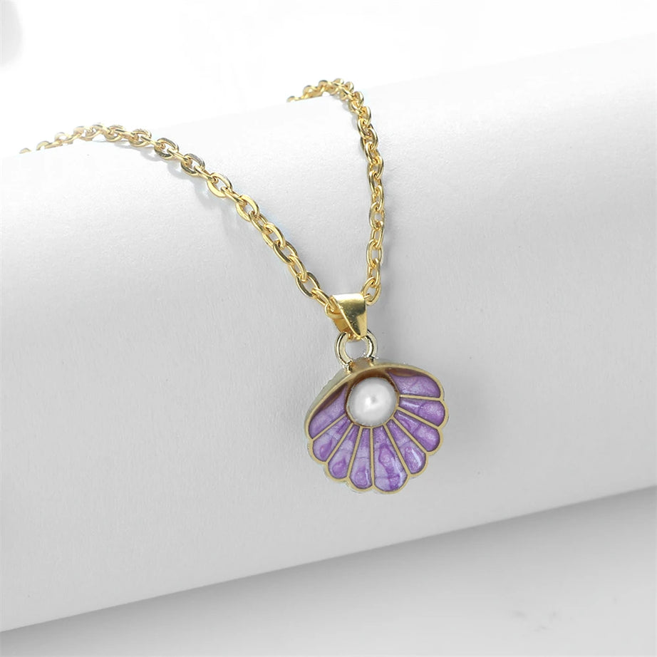Shell and Pearl Pendant Boho Necklace