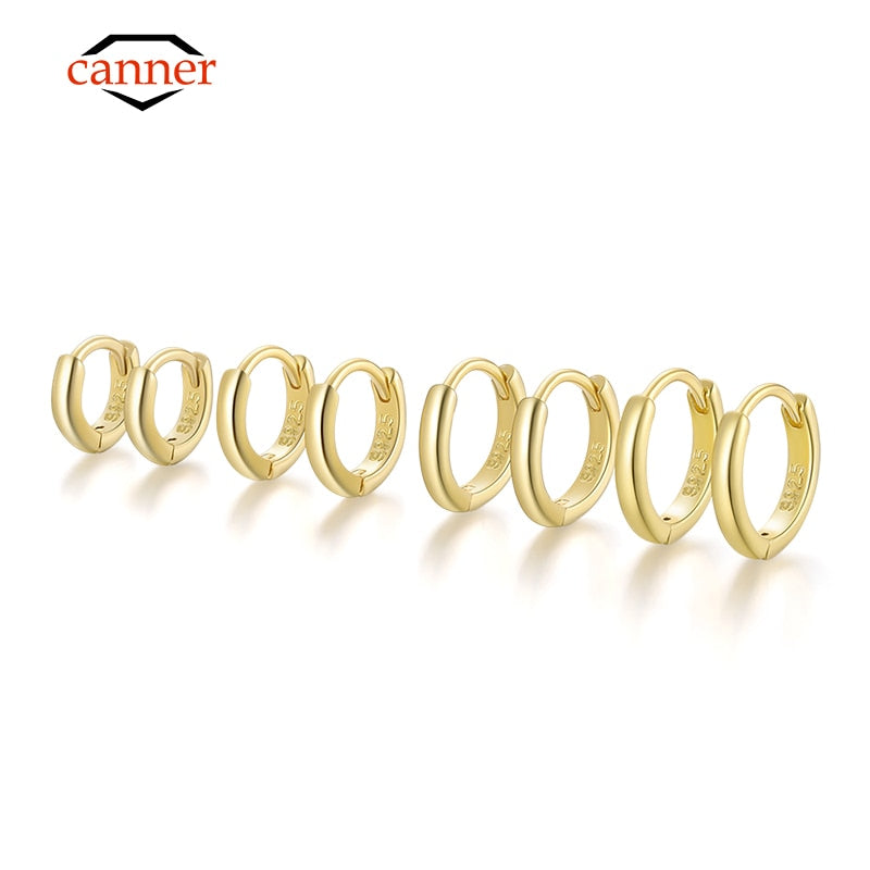 CANNER 5/6/7/8/9mm Real 925 Sterling Silver Hoop Earrings for Women Piercing Earings Round Circle Earring Jewelry pendientes - Charlie Dolly