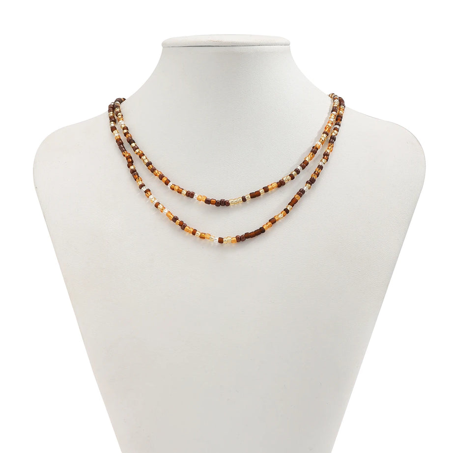 Acrylic Seed Bead Double Layer Choker Necklace Jewelry
