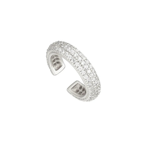 Sterling Silver Zircon C Shape Ear Cuff Earrings Jewelry