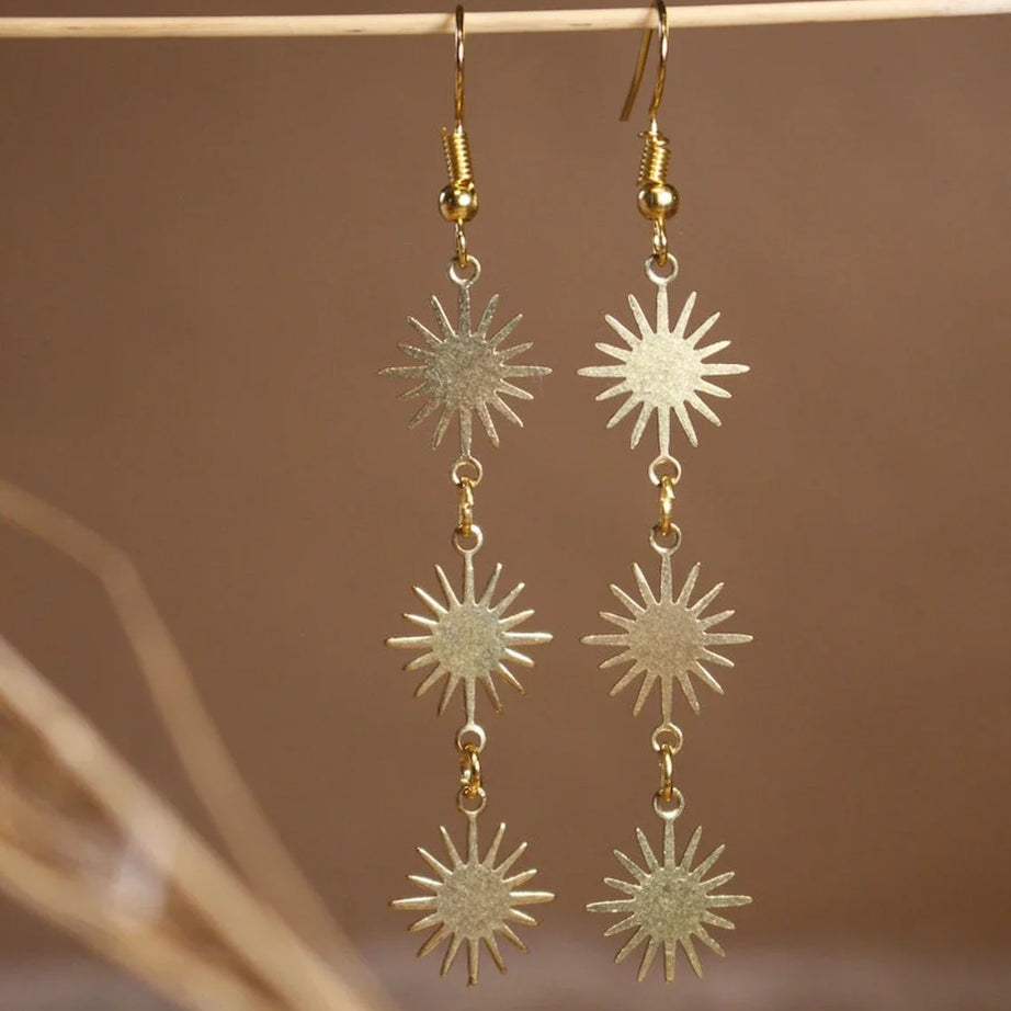 Gold Sun Celestial Boho Earrings Jewelry