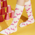 Barbie 3 Pairs Kawaii High Tube Winter Women's Socks Anime Cartoon Girls Pink Cotton Mid-Tube Socks Soft Fashion Sock Gifts Toys - Charlie Dolly