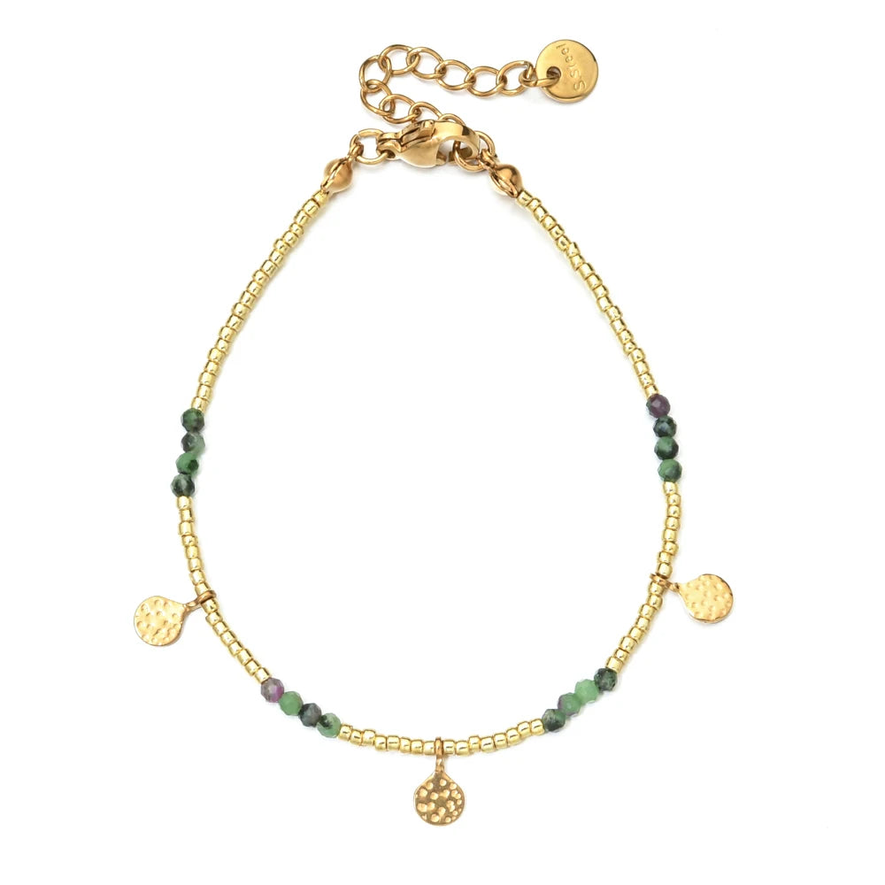 Minimalism Simple Colorful Natural Stone Beads Bracelet Stainless Steel Charm PVD Plated Jewelry Boho Trendy Gifts for Women